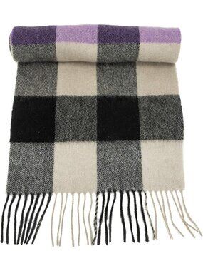 Women's Sepia Wide Plaid Virgin Wool Warm Soft Luxurious Imported Scarf